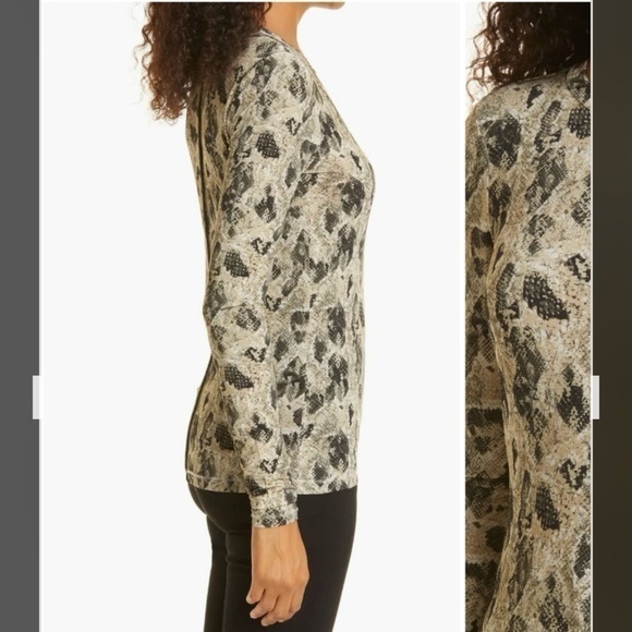 RAG & BONE Sabeen Print Long Sleeve T-Shirt in Beige multi Size M - Picture 6 of 13